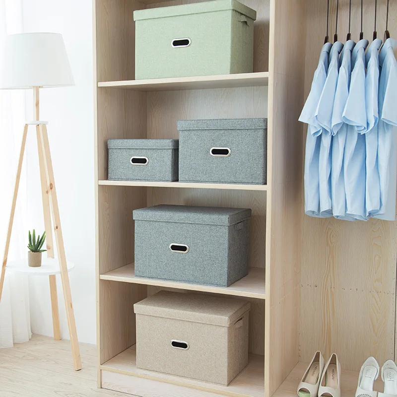 

Folding Cotton Linen Underwear Storage Box Clothing Sundries Container Toys Organizer with Handle