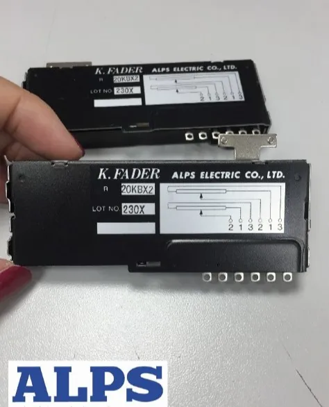 

Japan ALPS RS60K12A9 B20KX2 B20K T handle 8.2mm double mixer straight sliding potentiometer stroke 60mm 6 foot dual 20KB switch