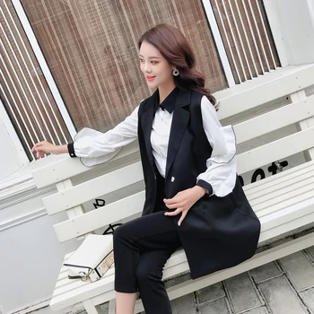 

2 Piece Women Spring Clothes Set Oversize Blouse + Long Vest Outfit