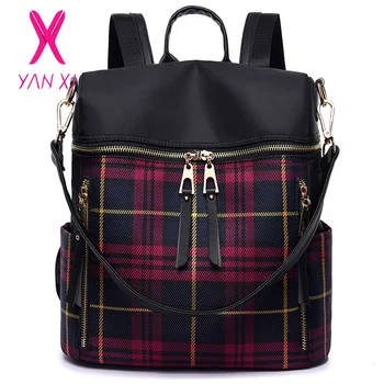 

Women Oxford Backpacks Waterproof School Bags for Women 2019 Plaid Female Shoulder Bags Famous Brand Casual Travel Backpack Hot