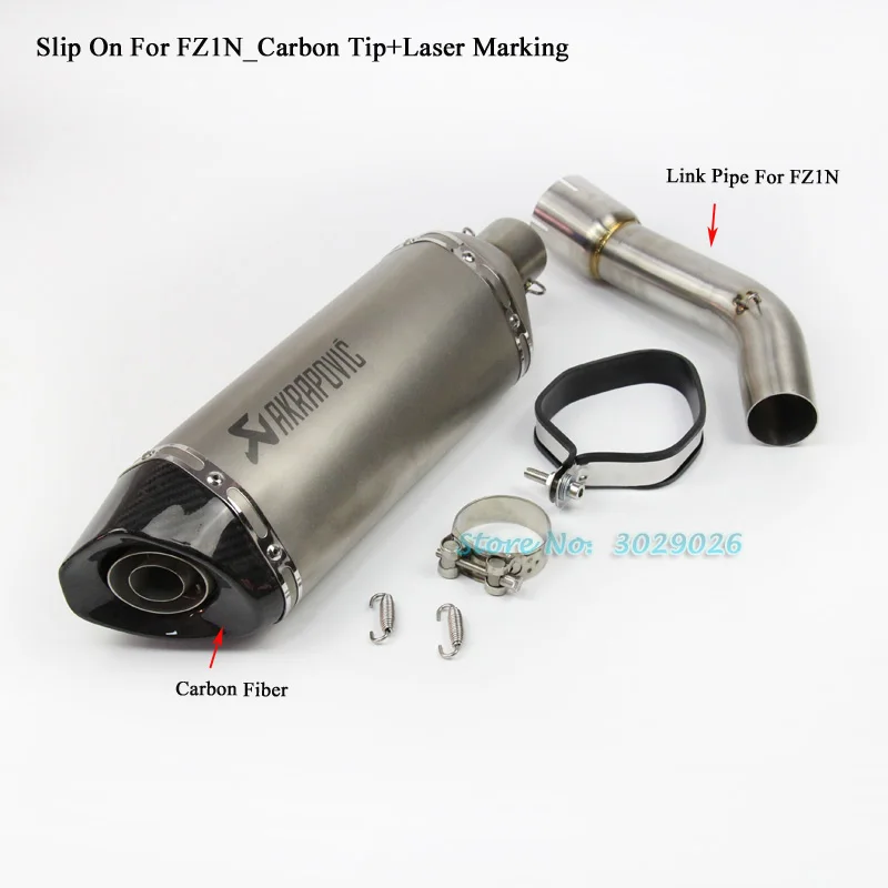 

FZ1N Slip On For Yamaha FZ1 FZ1000 Motorcycle Exhaust Muffler Set with Middle Pipe Connector Link Pipe Tube 51mm Carbon Escape