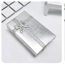 96 шт./лот серебро Бумага ювелирные подарочные коробки 5x8x2,5 см с бантом Дизайн Цепочки и ожерелья коробка милый ювелирные изделия упаковка Коробки