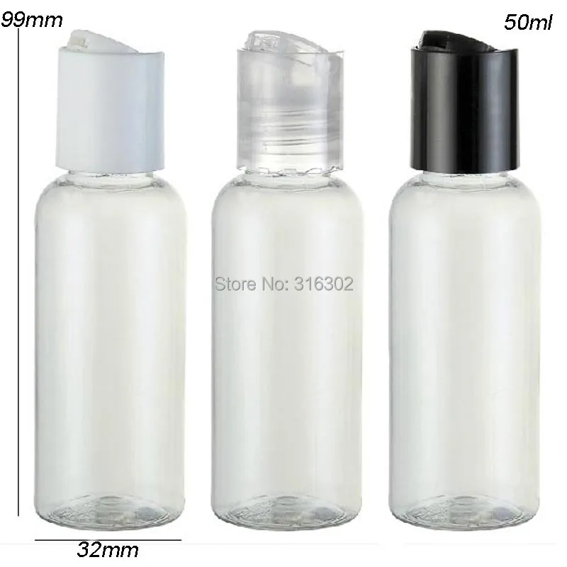 Free shipping 50pcs/lot 50ml Clear Pet Bottle With Disk Cap, 50cc Clear