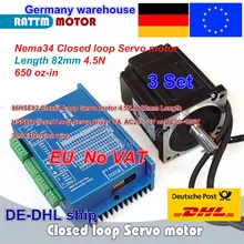 EU free 3 Sets Nema34 4.5N.m Closed Loop Servo motor Motor Kits 82mm 6A & HSS86 Hybrid Step-servo Driver 8A CNC Controller Kit EU free 3 Sets Nema34 4.5N.m Closed Loop Servo motor Motor Kits 82mm 6A & HSS86 Hybrid Step-servo Driver 8A CNC Controller Kit