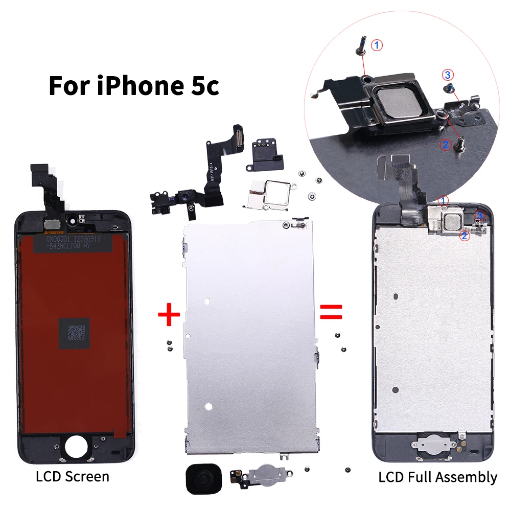 AAA +++ ЖК дисплей в сборе для iPhone 5c модуль с заменой дигитайзера и кнопкой возврата