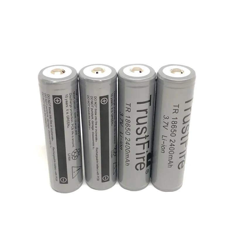 

18pcs/lot TrustFire Protected TR 18650 3.7V 2400mAh Battery Rechargeable Lithium Batteries Cell with PCB For Cameras Flashlights