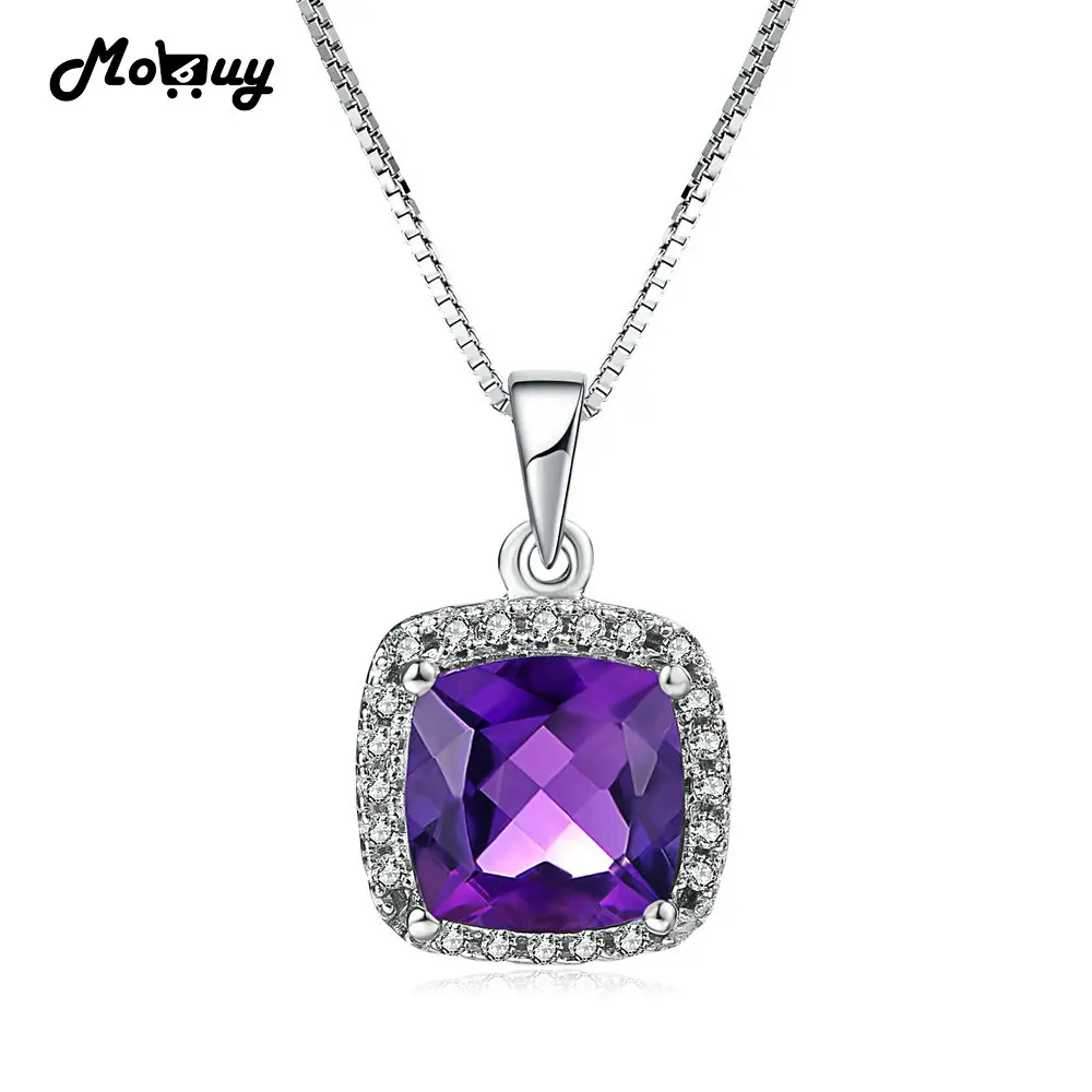 MoBuy MBNI045 классические ожерелья и подвески с квадратным аметистом из драгоценных