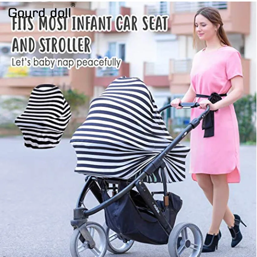 Baby Car Seat Cover Canopy Nursing Cover Multi-Use Stretchy Infinity Scarf Breastfeeding Shopping Cart High Chair Covers
