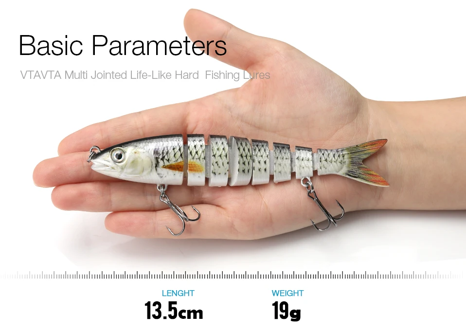 VTAVTA 1 шт. Соединенные рыболовные блесны приманки 13,5 см 19 г тонущий воблер, твердая плавающая приманка 8 сегментов Соединенные снасти приманки для рыбалки