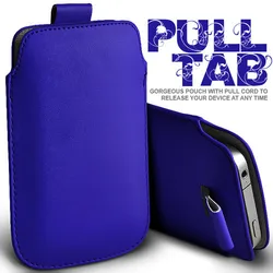Universal Pull Tab Phone Case Pouch - Sleek Protective Sleeve Cover - 133x74mm (Blue)