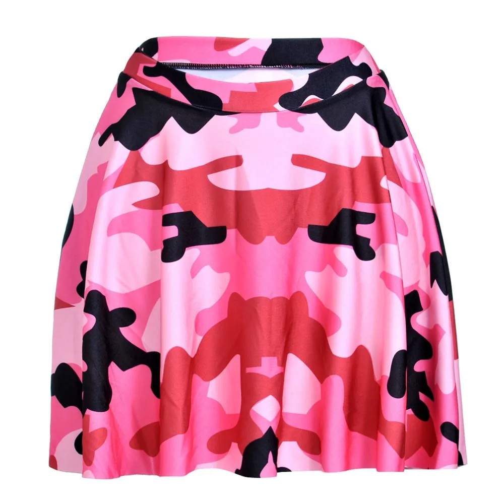 

2017 Hot Fashion Skirts Plus Size Sexy Women's Summer Pink camouflage Skirts 3D Digital Printing Skirts Plus size