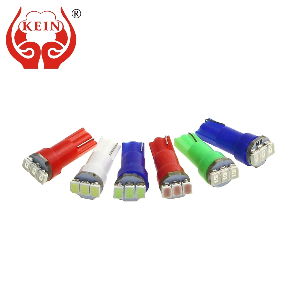 

KEIN 10pcs t5 led w3w car light Dashboard Warning Indicator Instrument Bulb 12V white blue green Dash Board Vehicle Signal Lamp