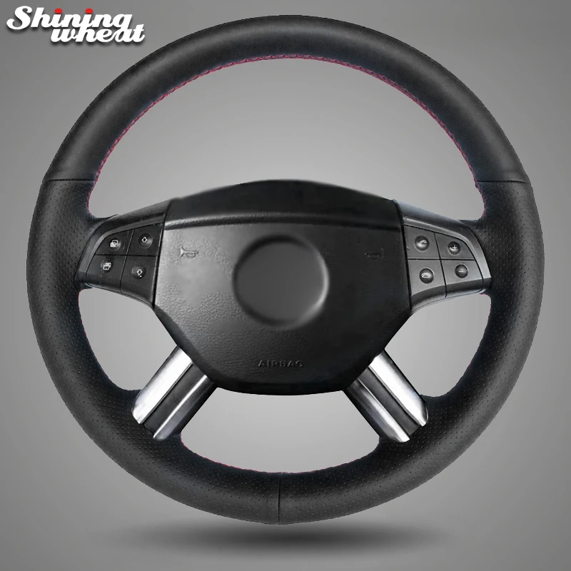 

Shining wheat Black Leather Steering Wheel Cover for Mercedes-Benz W164 M-Class ML350 ML500 2005 2006 X164 GL-Class GL450