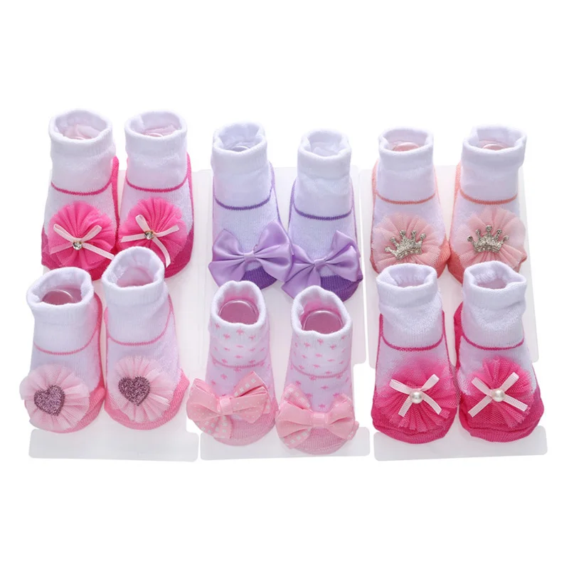 2 пары/Лот носки для новорожденных кружевные с бантом маленьких девочек короткие