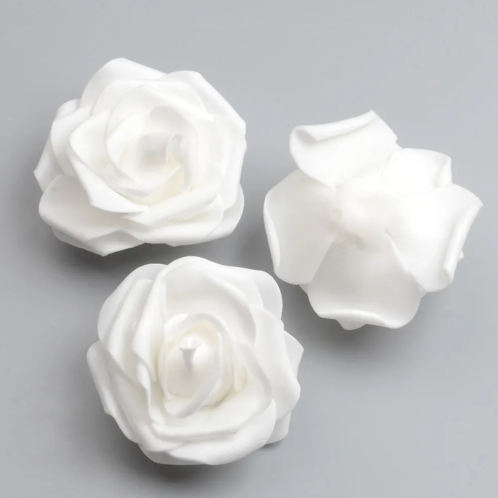 50 шт. 7 см искусственные из ПЭ пены белые розы цветы для дома Свадебные украшения DIY скрапбукинг ручной работы Поддельные Цветочные головки