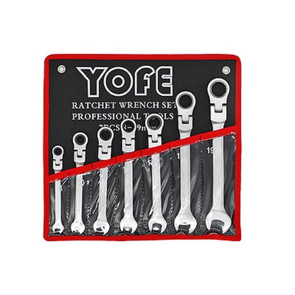 

THGS YOFE 7Pcs The Key With Combination Flexible Ratchet Wrench Auto Repair Hand Tools Spanners