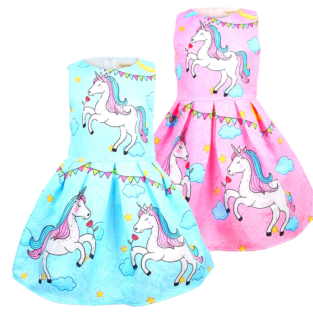 

2019 summer Baby girl clothes unicorn dress kids dresses for Girls Halloween costume cosplay Party Vestidos 8618