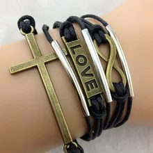 1 шт. браслет-античная бронза Бесконечность, шнур крест Воск Шнуры 394 Минимальный заказ 10