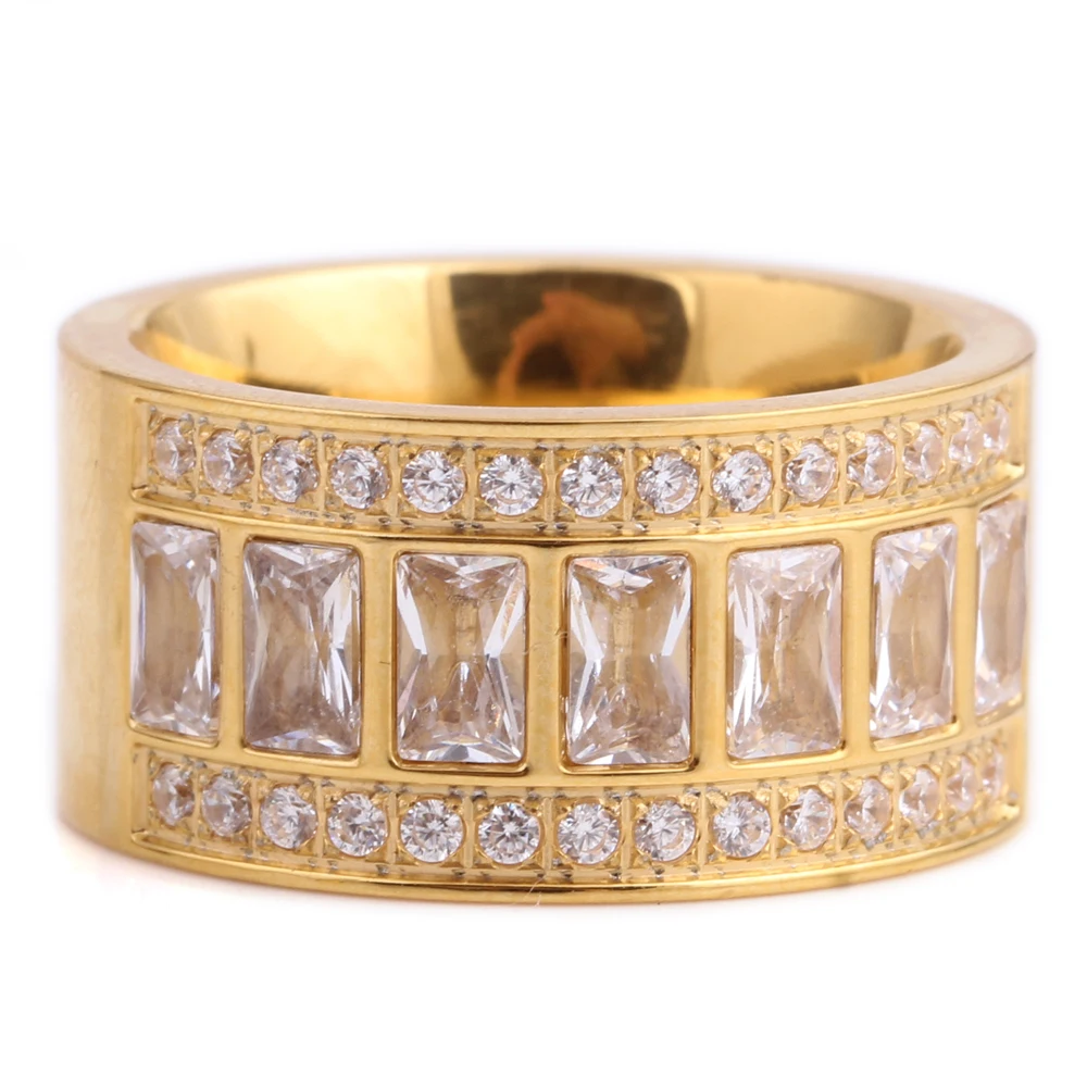 Women Men's Ring Stainless Steel Wedding Ring With Cubic Zirconia Party Jewelry USA Size