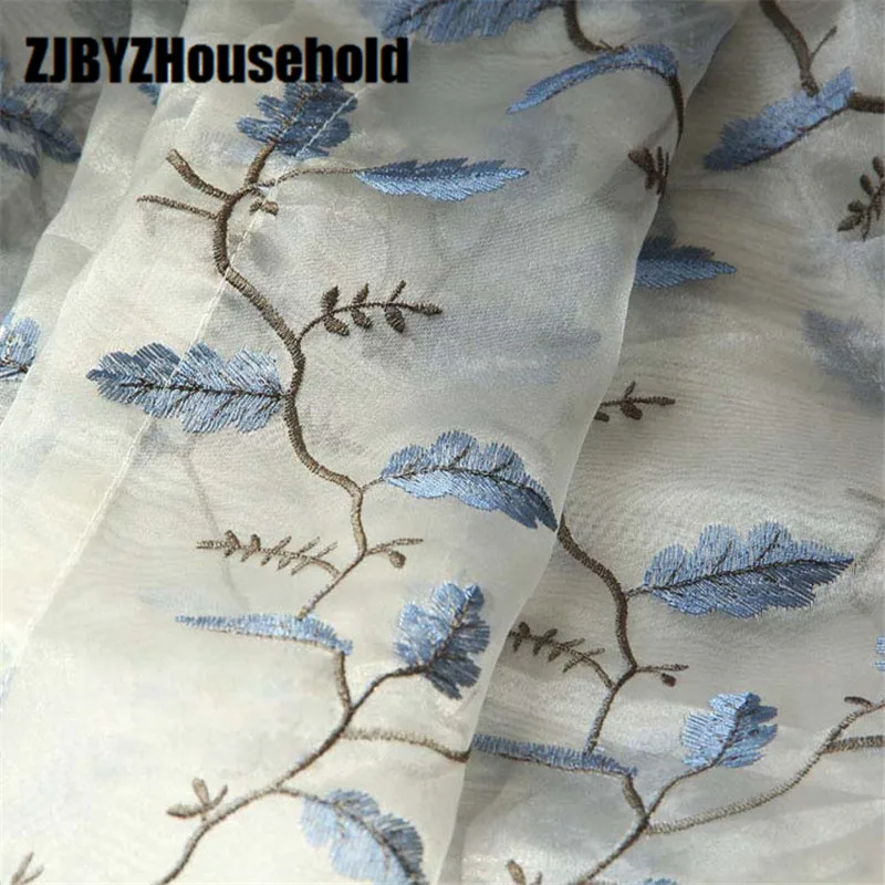 

New American Garden Tree with Translucent Foliage and Embroidered Window Screens,Tulles for Living Dining Room Bedroom