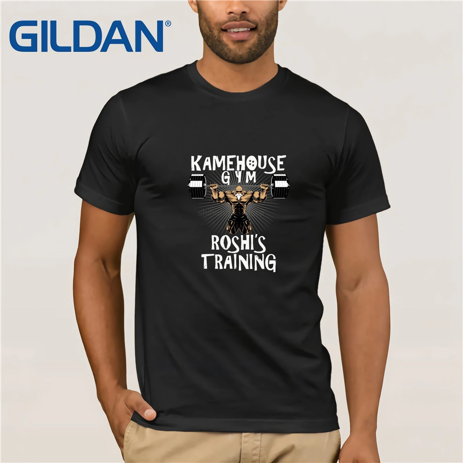 Kamehouse رياضة التدريب رفع الأوزان T قميص الاثقال تي شيرت مطبوع س الرقبة الملابس القطن الرجال قصيرة الأكمام تيز Kamehouse رياضة التدريب رفع الأوزان T قميص الاثقال تي شيرت مطبوع س الرقبة الملابس القطن الرجال قصيرة الأكمام تيز