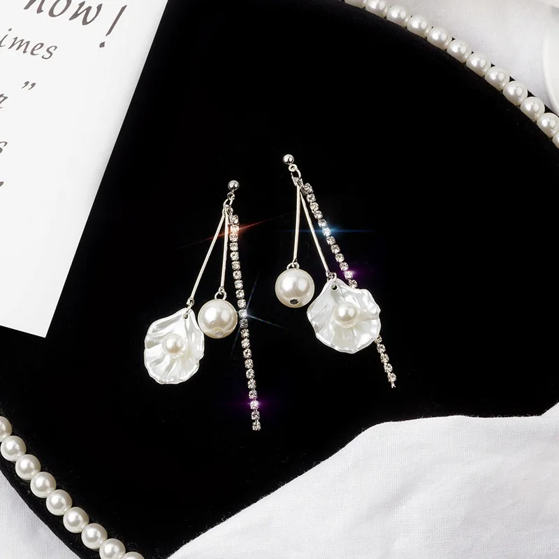 

Earrings 2019 Korean Earrings for Women Pearl Shell Shape Tassel Earrings Long Earings Fashion Jewelry Drop Earrings Jewelry