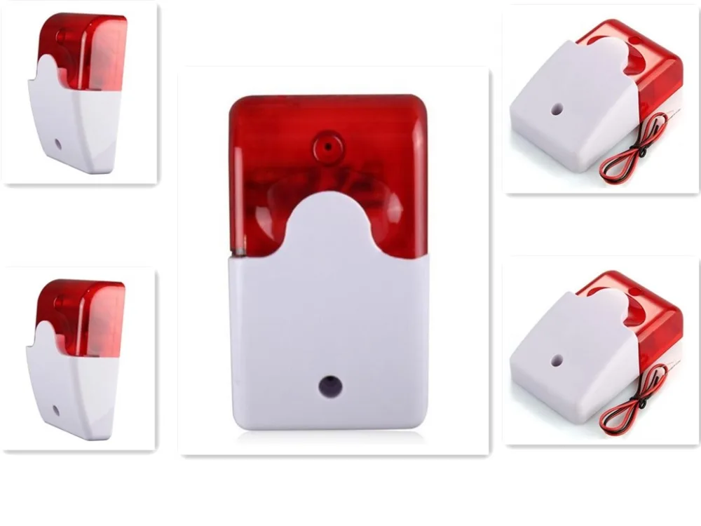 

Free Shipping!5pcs/Lot 12V Mini Indoor Wired Siren with Red light Flash Sound Home Security Alarm Strobe System 110dB Hot Sale
