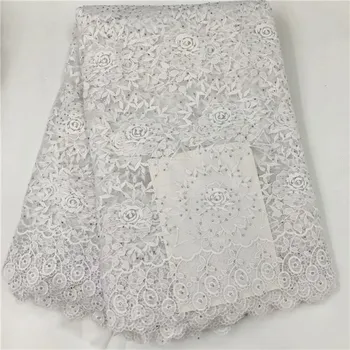 

Latest Pure White African Cord Lace High Quality Wedding Nigerian Guipure Lace Fabric 2019 Water Soluble Lace Fabric Y12