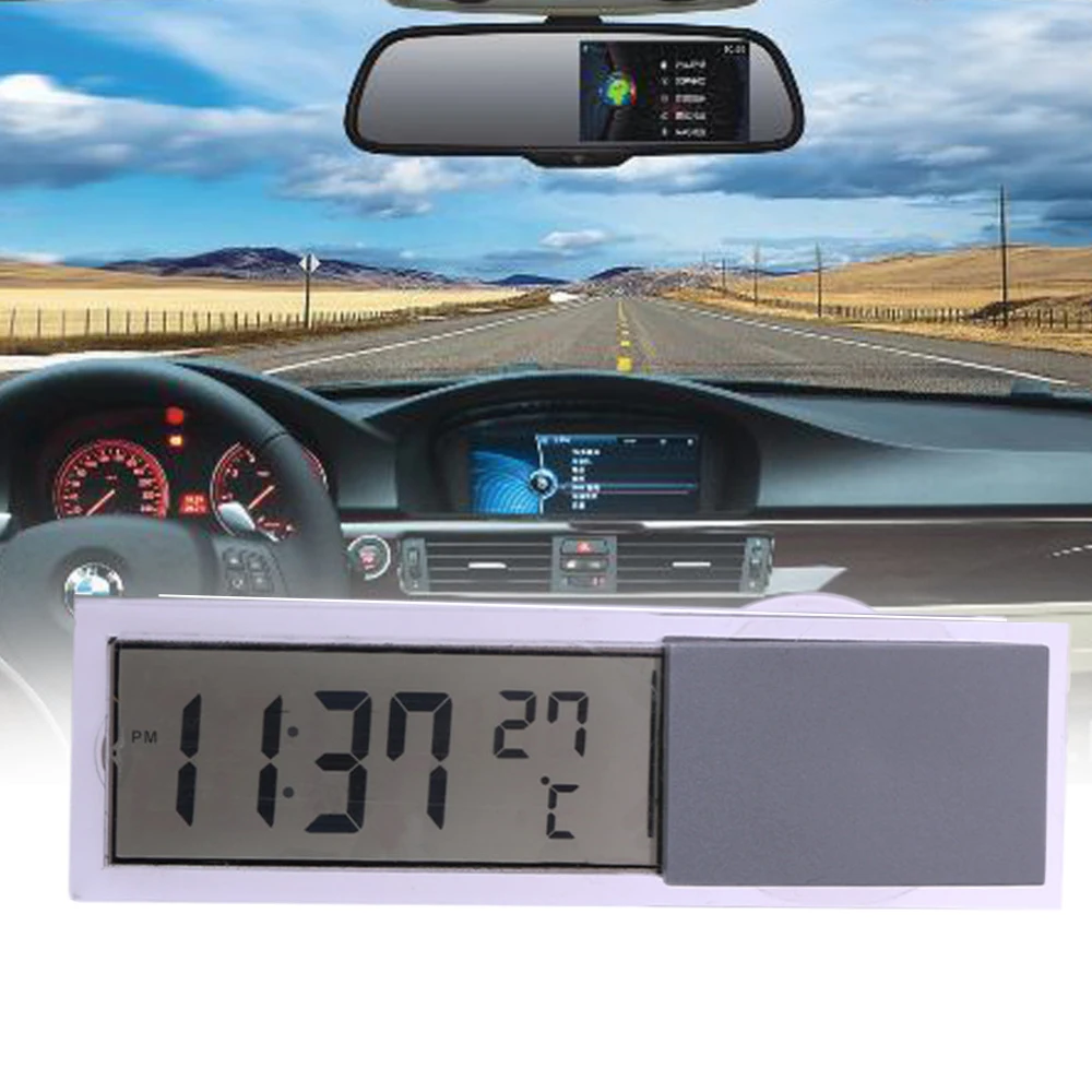 VODOOL Mini 2 в 1 ЖК-цифровой Авто Грузовик часы термометр с присоской AG10 Кнопка сотового батарея работает 90x27x15 мм