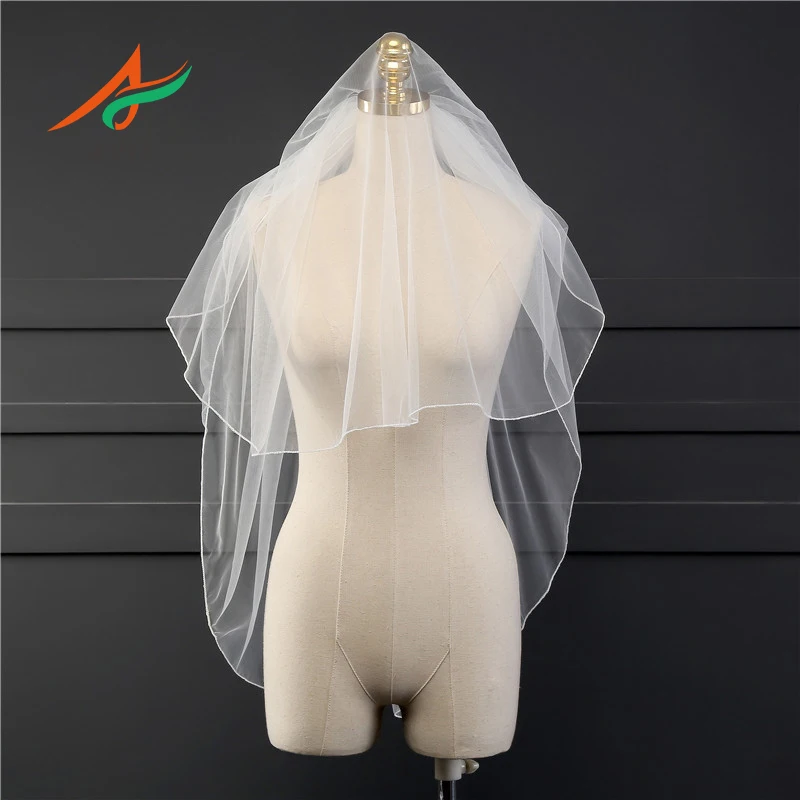 

ANTI High Quality Two Layers Shoulder Length Soft Bridal Veil with Comb Short Wedding Veil Accessories for Brides