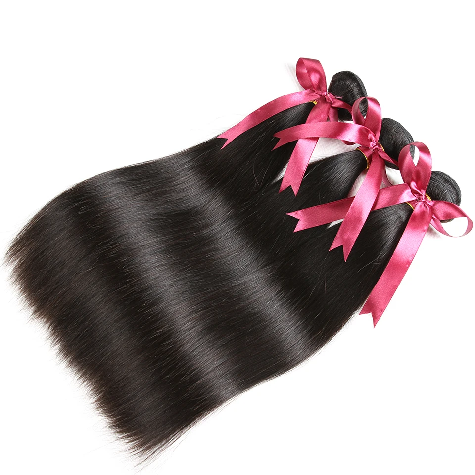 Karizma Straight Hair 3 Bundles With Closure Middle Part Brazilian Hair Weave Bundles With Closure Human Hair Extension Non Remy