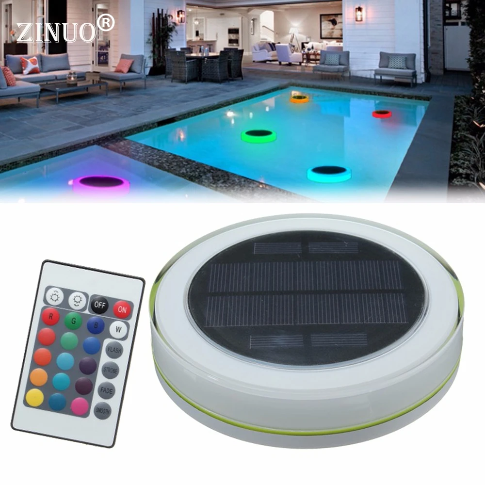 

ZINUO IP65 Waterproof Solar Pond Lamp RGB Swimming Pool Floating lamp With Remote Controller Lawn For Garden Landscape Lighting