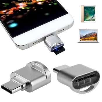 

Aluminum USB 3.1 Type-C Micro SD TF Memory Card Reader OTG Adapter for Samsung Xiaomi HuaWei Macbook with Hanging Buckle