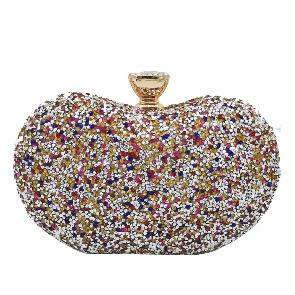 Boutique De FGG Multicolored Diamond Women Clutch Evening Bags Bridal Crystal Flower Handbags Purses Wedding Party Dinner Bag