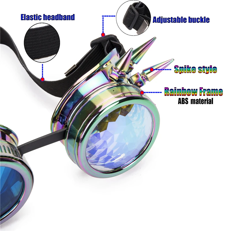Новое поступление Модные цветные заклепки ретро готический различные линзы Радуга EDM косплэй защитные очки в стиле стимпанк сварки панк