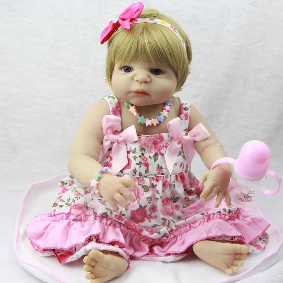 

Handmade 23 Inch Full Body Vinyl Baby Dolls Lifelike Reborn Baby Girl Doll For Children's Day Gift Kid Best Playmate Waterproof