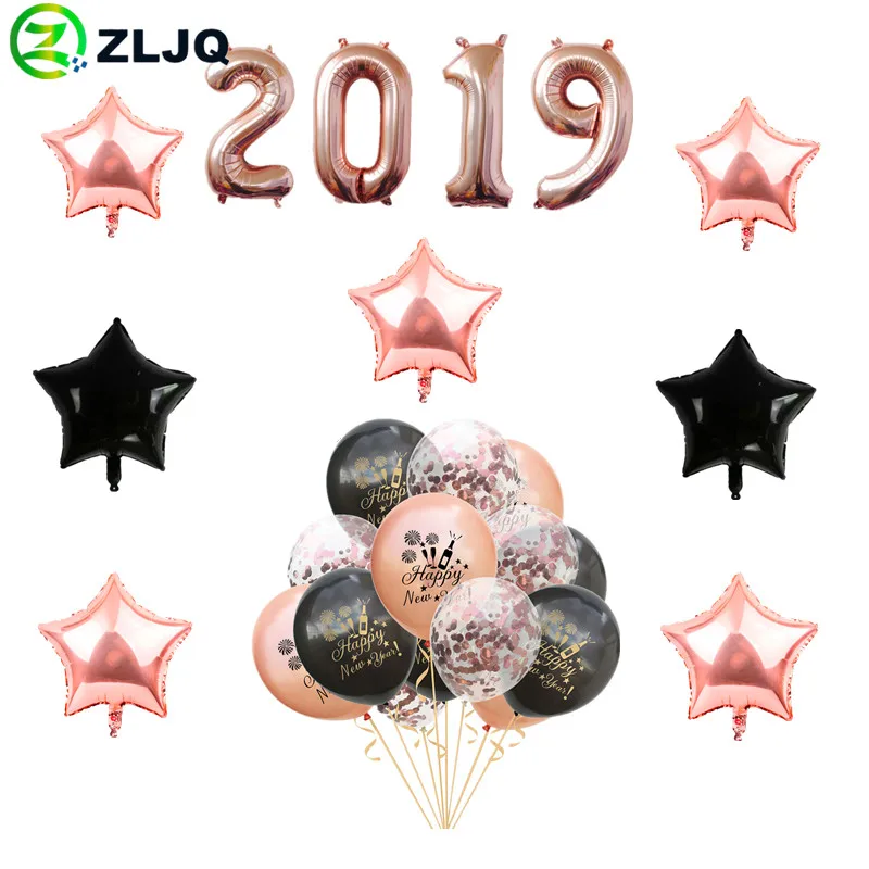 ZLJQ счастливый новый год украшения номер 2019 фольги Воздушные шары цифровые Globos