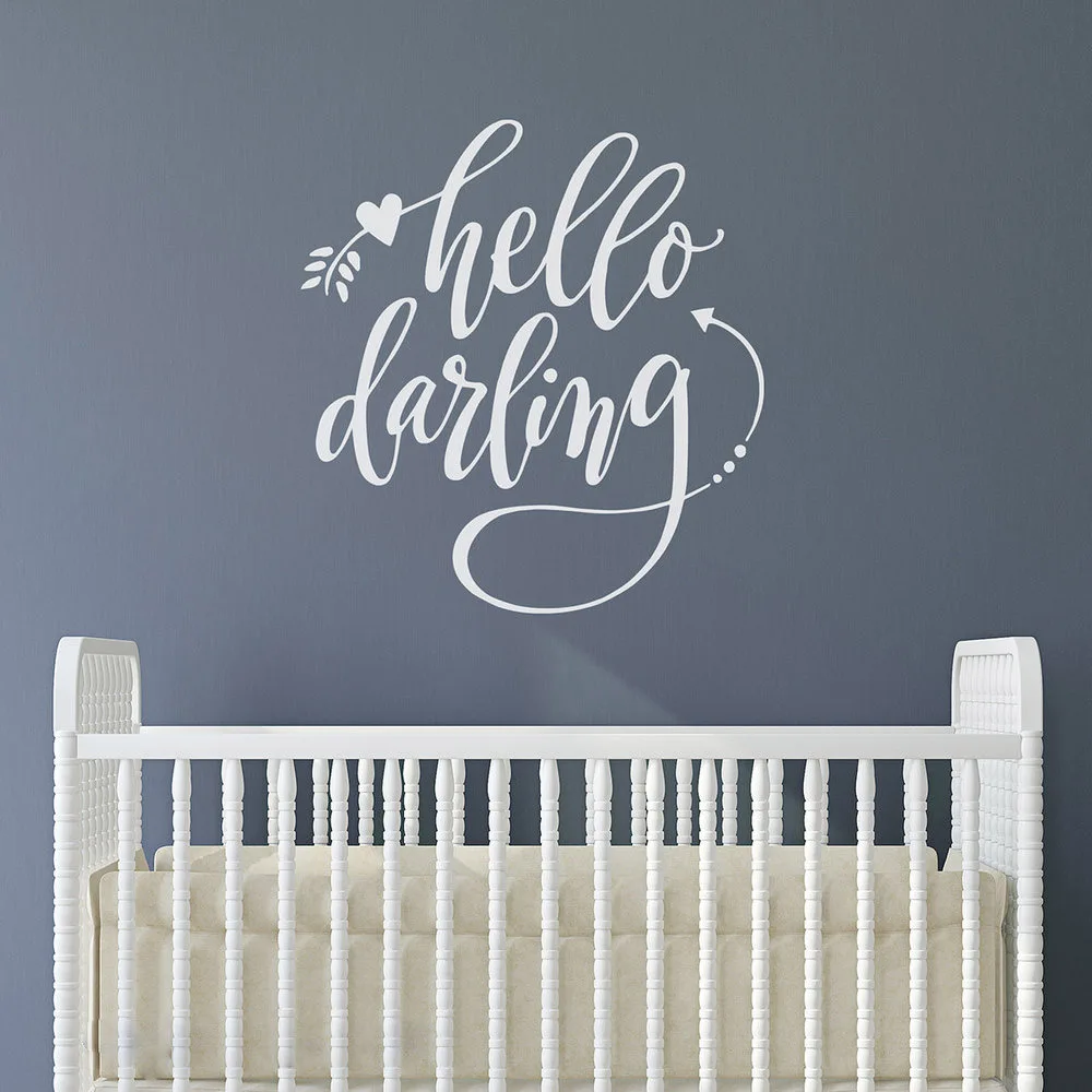 

Lovely hello Phrase Wall Decal Art Vinyl Stickers For Baby's Rooms Mural Custom