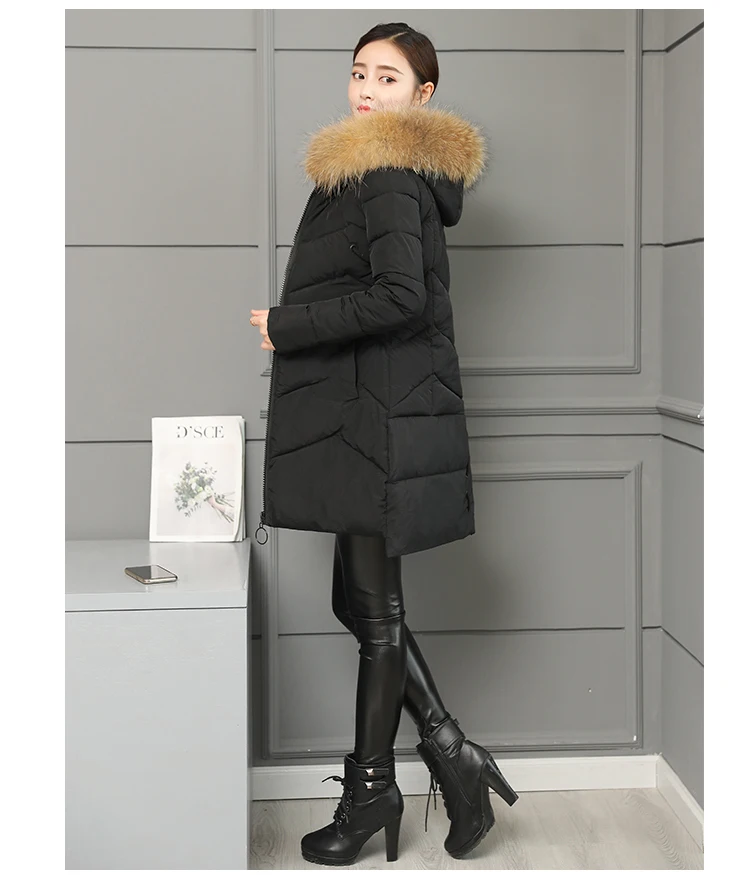 Jackets Women's Winter Long Jacket 2018 Cotton Padded Coat Women Fake Fur Collar Zipper Outwear Coats Female Slim Thick CH587 (11)
