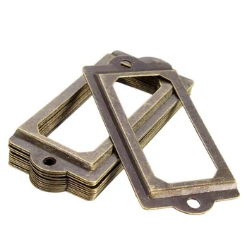 

MTGATHER 12Pcs Antique Brass Metal Label Pull Frame Handle File Name Card Holder For Furniture Cabinet Drawer Box Best Price