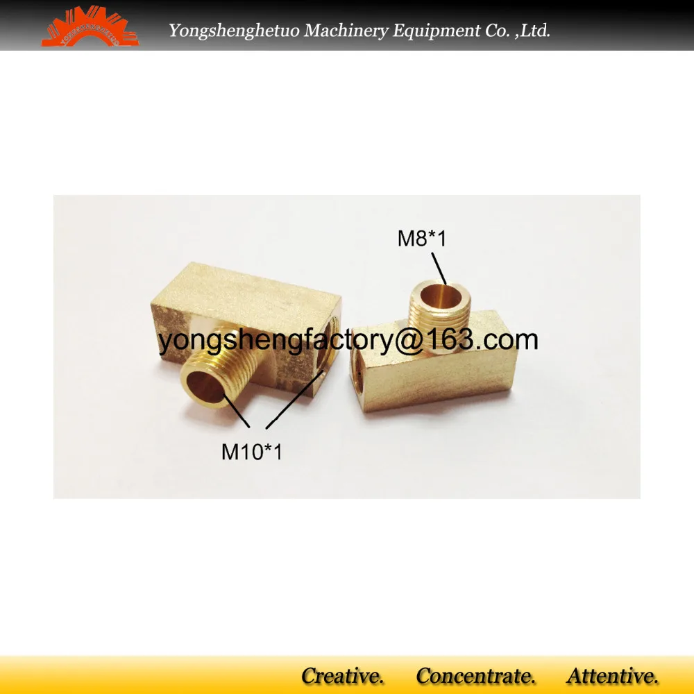 Brass 3 way junction block adaptor lubrication fitting connector joint