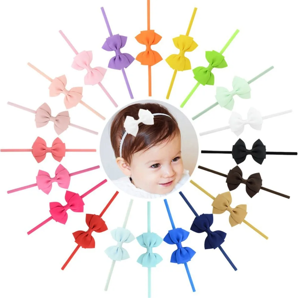 

20pcs/ lot Lovely Elastics Hair Headbands bow-knot Ribbon Bows Headband Accessories Hair Wrap Hairband Headwear 704