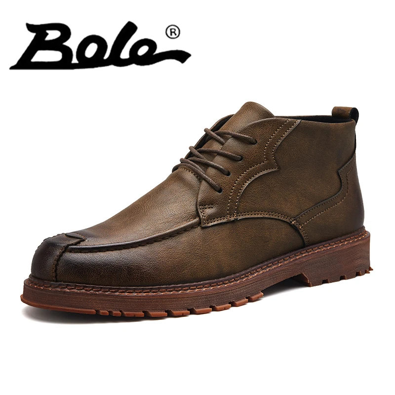 

High Quality Men Leather Casual Shoes 3colors Round Toe Sewing High Top Flat Anti-skidding Man Shoes Leisure Breathable Comfort