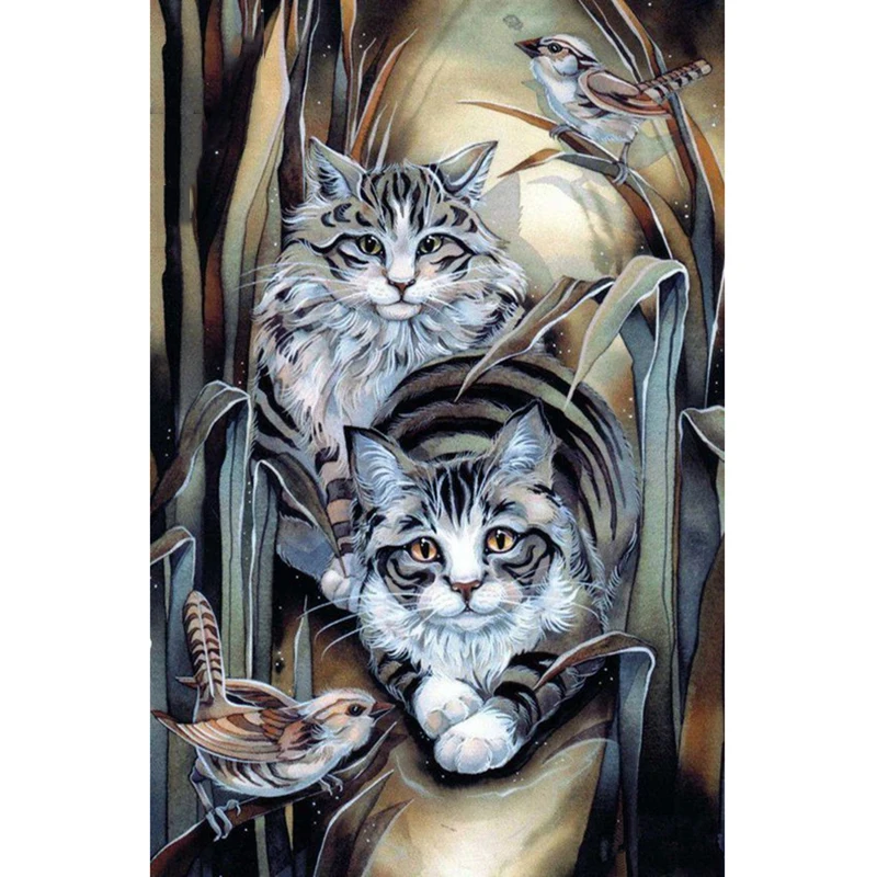 DIY The cat birds 5D home decor diamond embroidery diamond painting cross stitch needlework diamond mosaic kit full square