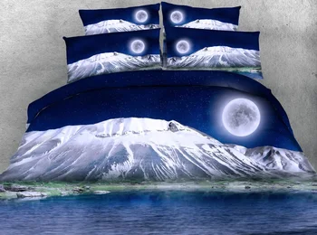 

JF-151 Magnificent View Beautiful Snow Mountain under Moon Natural Scenery 3d bed set