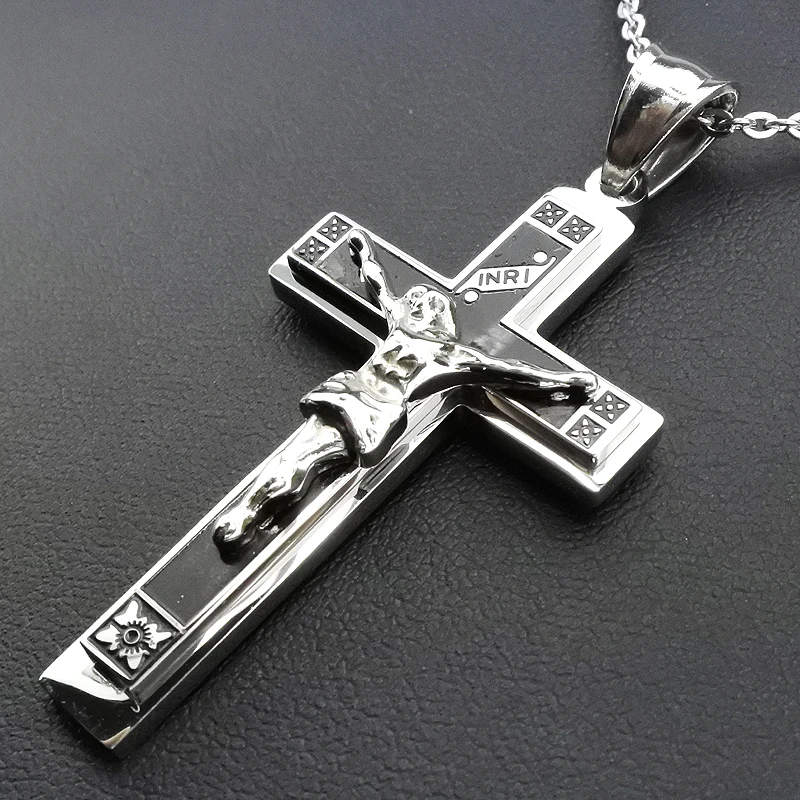 

Кулон и ожерелье из нержавеющей стали, с крестом