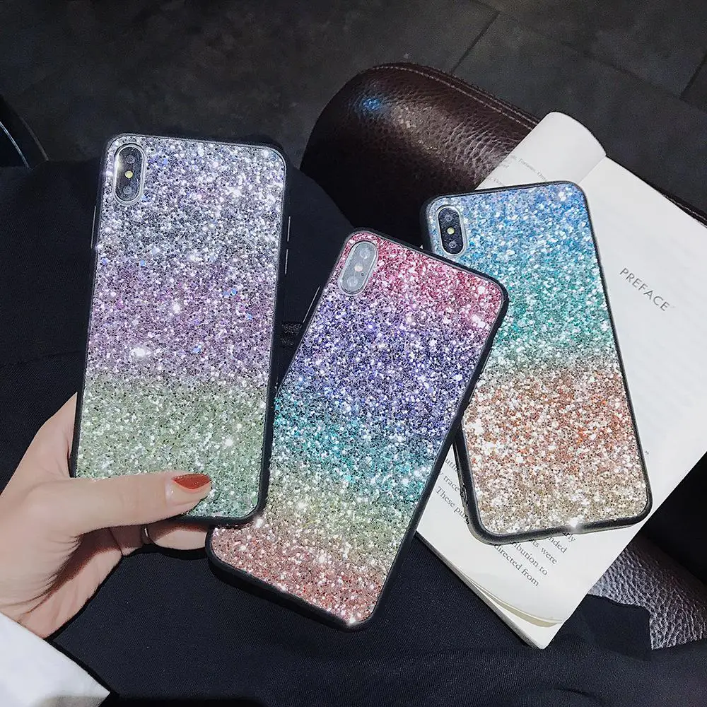 Радужный блестящий чехол для телефона iPhone X XS Max XR 6 6s 7 8 Plus 5 Samsung S10 S9 S8 A30 A50 A7
