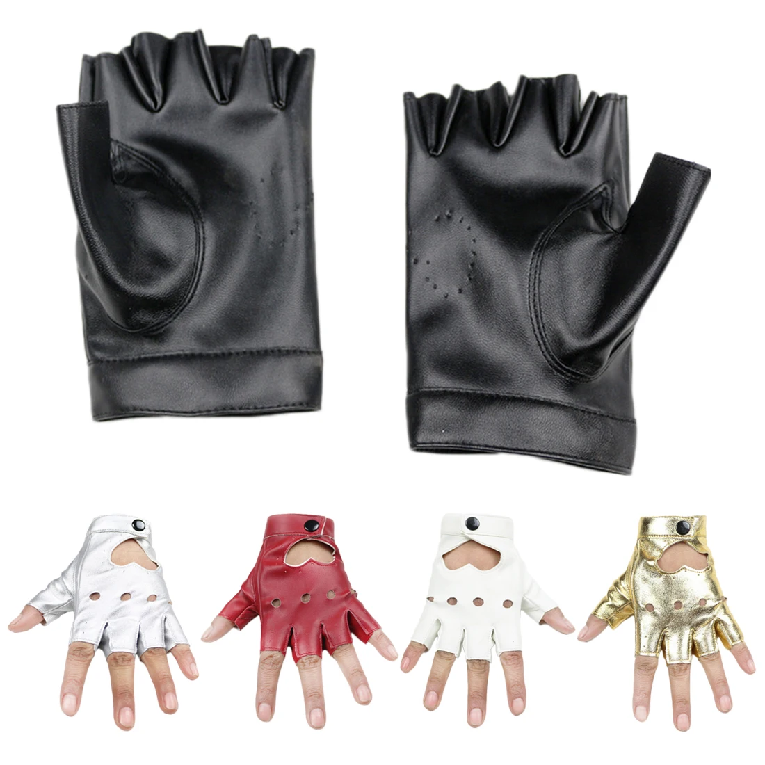 

PU Leather Women Gloves Stylish Hand Warmer Winter Gloves Women Heart Hollow Warm Fingerless Gloves Gants Femme