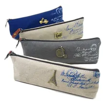 1 PC Kawaii Classic Fashion Stationery Pencil Bag & Pencil Case for School & Office, Tower & Motorcycle & Bicycle & Camera
