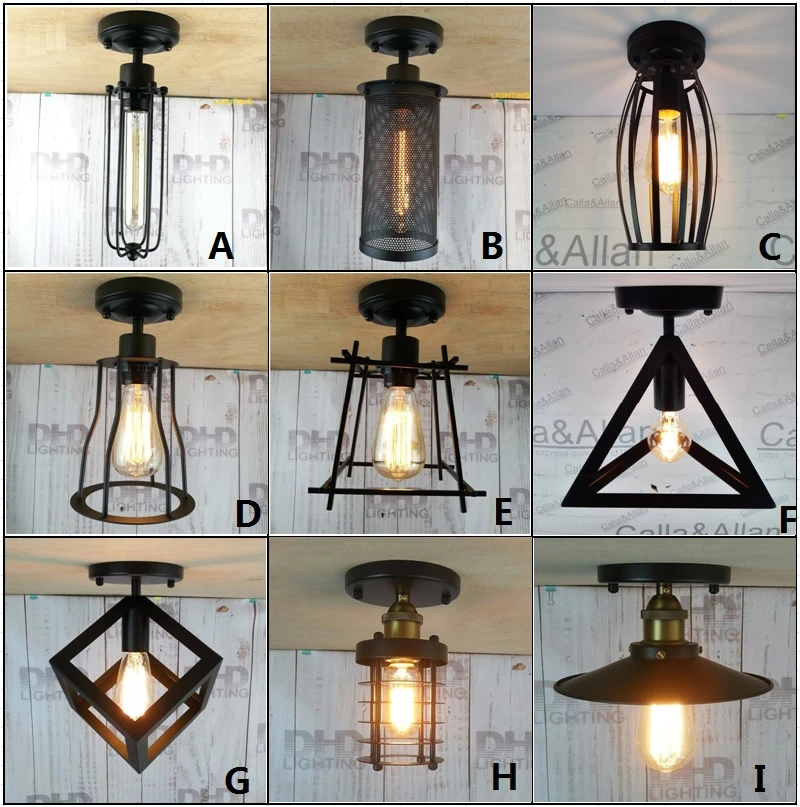Suspendu Lampe DEL ø30cm Noir Fil Cage 3x40w pendule Lampe Retro plafonnier